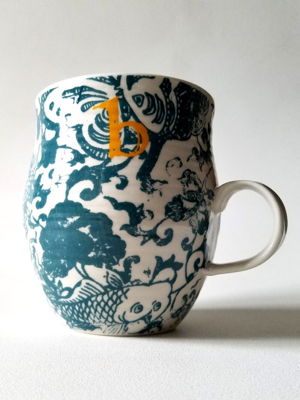 Anthropologie Homegrown b Initial Teal Coffee Mug